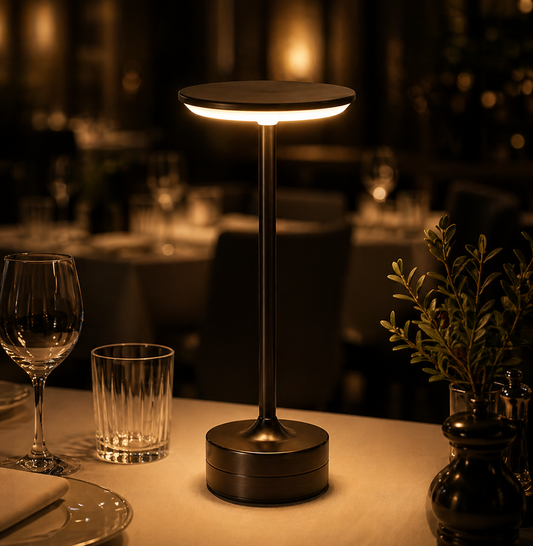 Cordless LED Table Lamp – Rechargeable Touch Dimmable Wireless Light for Restaurant, Hotel, Bar & Bedroom