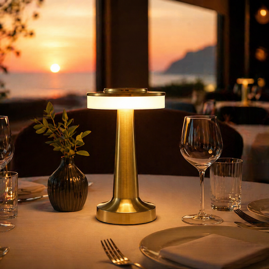 Cordless Table Lamp Rechargeable – Touch LED Wireless  Night Light for Restaurant Bar Bedroom | 3 Color  Dimmable | Luxury Metal Gold Decor