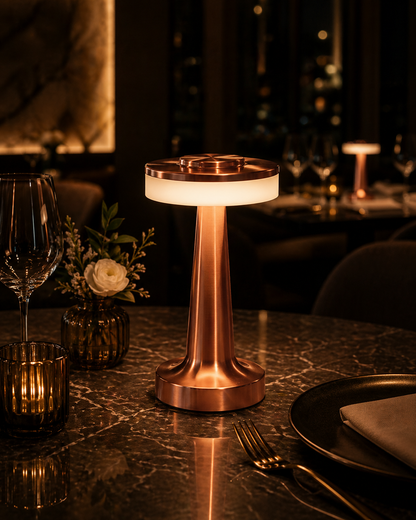 Cordless Table Lamp Rechargeable – Touch LED Wireless  Night Light for Restaurant Bar Bedroom | 3 Color  Dimmable | Luxury Metal Gold Decor