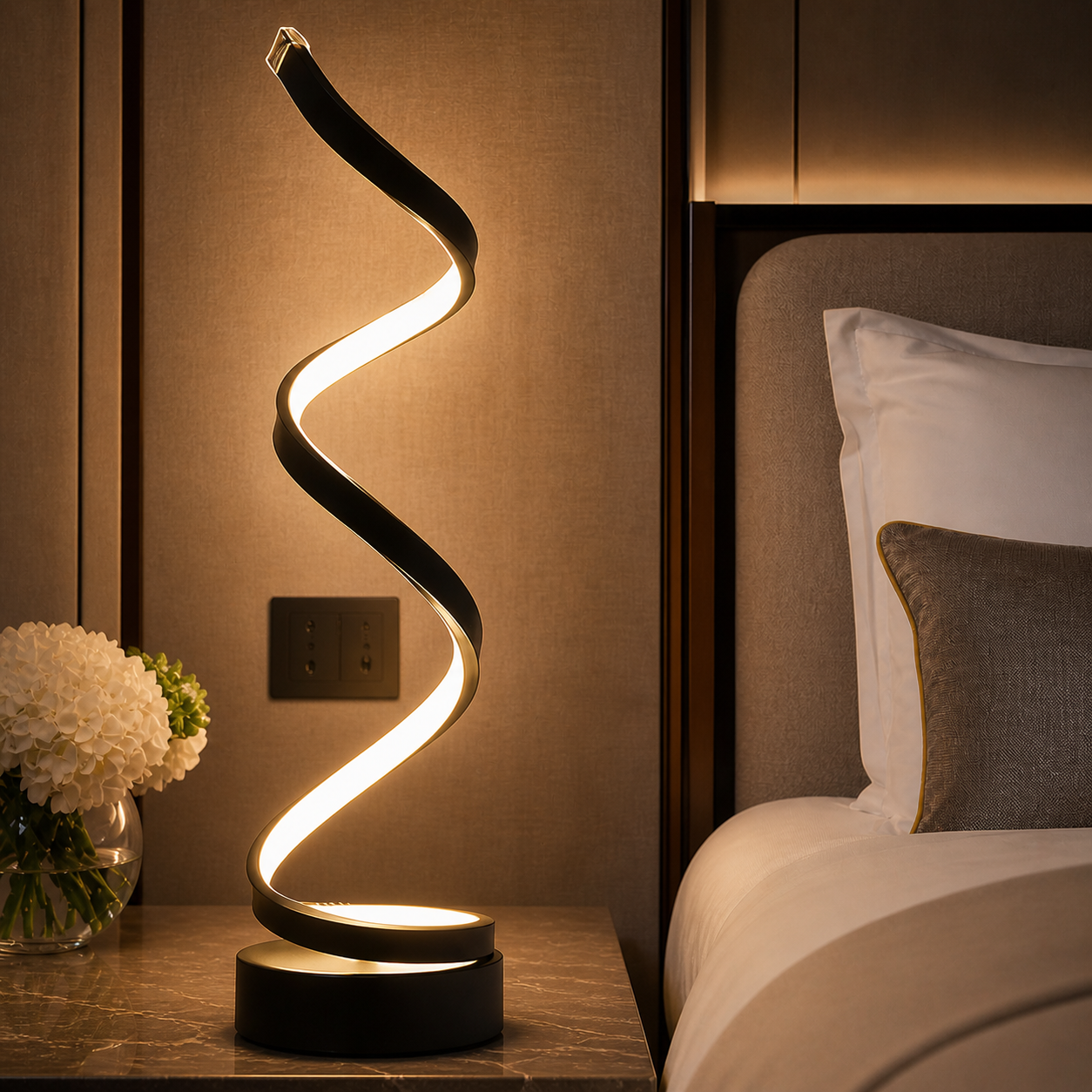 LED Spiral Dimmable Table Lamp Suitable for Living Room Bedroom Study Adjustable Brightness Bedside Lamp for Office and Home Use