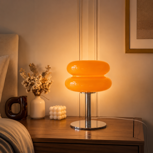 Macaron Glass Table Lamp Trichromatic Dimming Living Room Atmosphere Lamps Eye Protection Night Light Girl Bedroom Bedside Decor