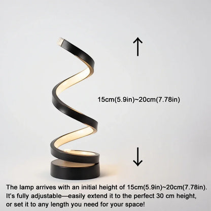 LED Spiral Dimmable Table Lamp Suitable for Living Room Bedroom Study Adjustable Brightness Bedside Lamp for Office and Home Use